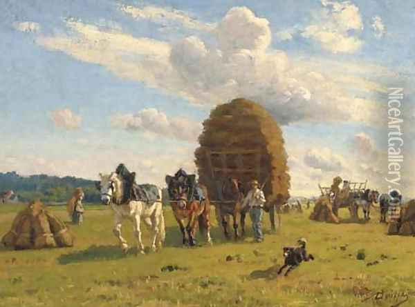 Returning home after the harvest Oil Painting - A. Borrchy