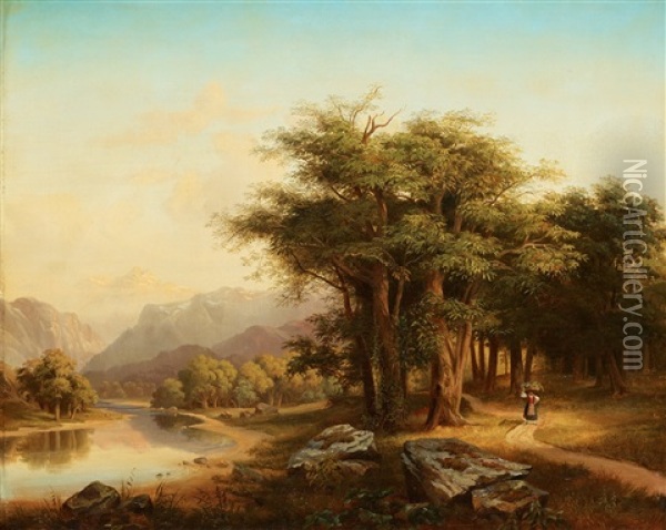 Italian Landscape Oil Painting - Edward (Johan-Edvard) Bergh