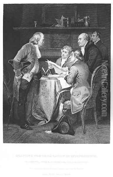 Drafting the Declaration of Independence in 1776, 1859 Oil Painting - Alonzo Chappel