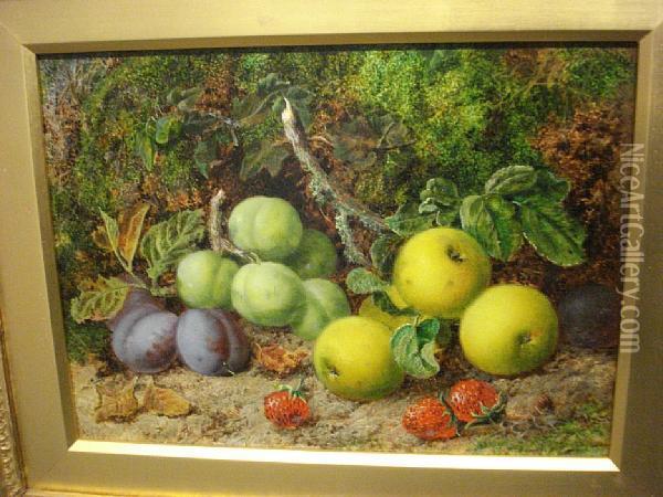 Still Life Fruits And Leaves Oil Painting - George Clare
