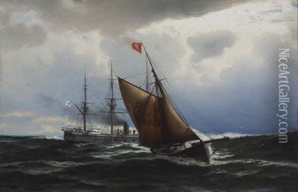 Marine Oil Painting - Franz Carl Herpel