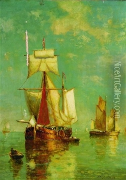 Boats At Anchor Oil Painting - Paul Jean Clays