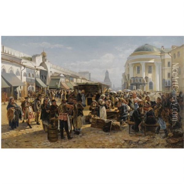 The Rag Market In Moscow Oil Painting - Vladimir Egorovich Makovsky