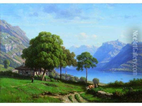 Environs De Talloires, Lac Dannecy Oil Painting - Henri Philippe George Julliard