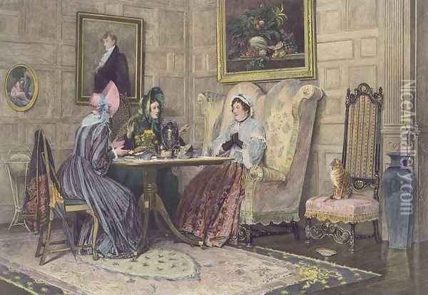Scandal and Tea, published 1893 Oil Painting - Walter-Dendy Sadler