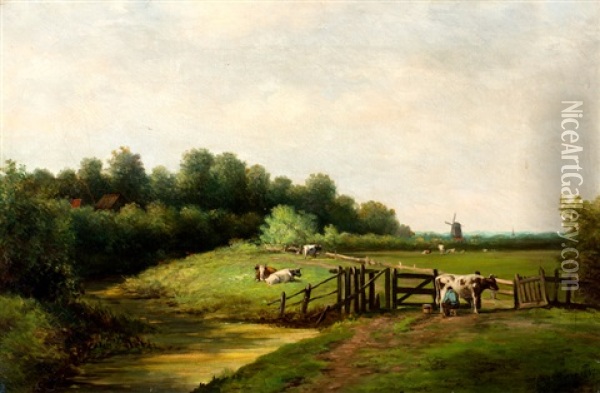 Melktijd Oil Painting - Willem Vester