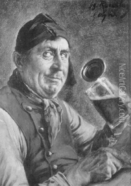 Brustportrait Eines Bauern Mit Masskrug Oil Painting - Georg Roessler