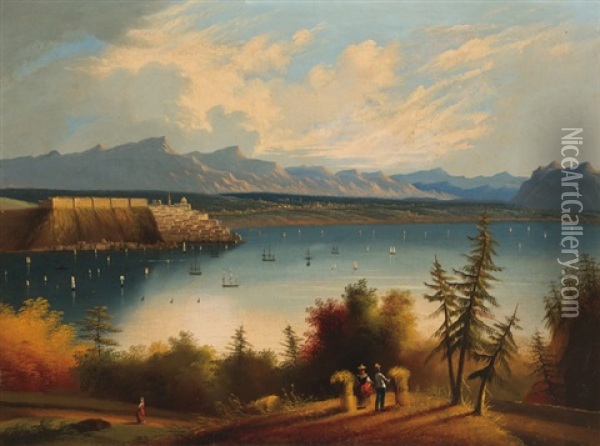 Panoramic View, (possibly Quebec) Oil Painting - Edmund C. Coates