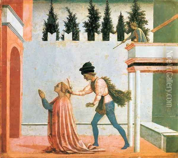 Martyrdom of St Lucy (predella 5) c. 1445 Oil Painting - Domenico Veneziano