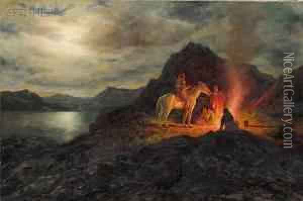 Campfire Stories Oil Painting - Henry Raschen