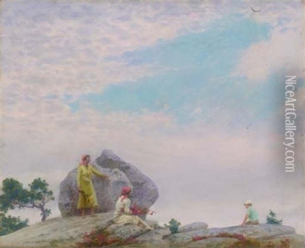 Gray Day On The Cliff Oil Painting - Charles Courtney Curran