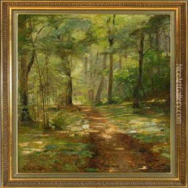 View From Herlufsholm Forest Oil Painting - Aage Bertelsen
