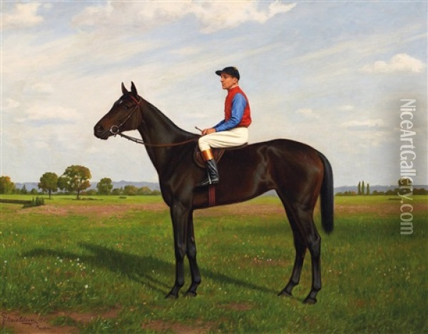 Der Jockey Auf Seinem Pferd Oil Painting - Robert Beielstein