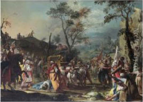 Le Chatiment D'oza [, The Punishment Of Oza, Oil On Canvas] Oil Painting - Giovanni Battista Crosato