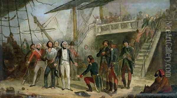 Nelson Boarding the 'San Josef' on 14th February 1797 after Sir John Jervis' victory off Cape St. Vincent Oil Painting - Thomas Jones Barker