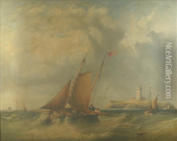 Pilot Boatscruising Off The Flat Holmes, Bristol Channel Oil Painting - Henry King Taylor