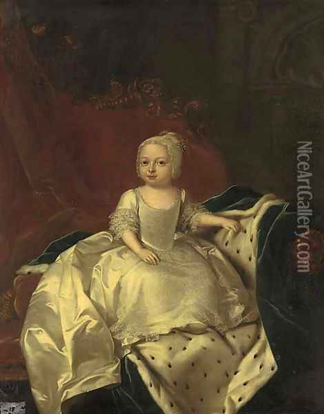 Portrait of a Royal child, probably Princess Caroline Matilda (1751-1775) Oil Painting - Willem Verelst