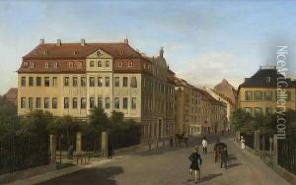 Dresden - Blick In Die
 Seegasse Oil Painting - Karl Gottfried Traugott Faber