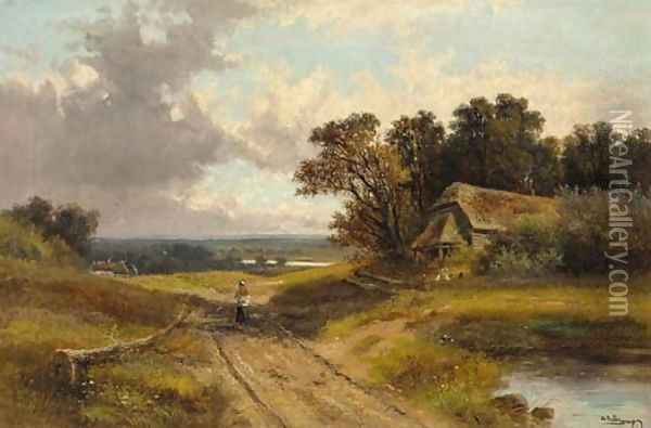 View of Albury Heath, Surrey Oil Painting - Abraham Hulk Jun.