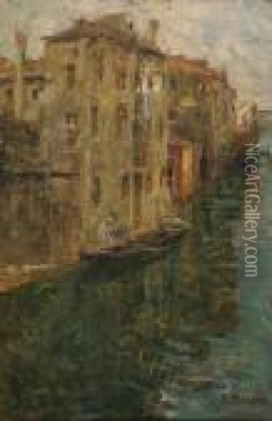 Canale Di Chioggia Oil Painting - Leonardo Bazzaro