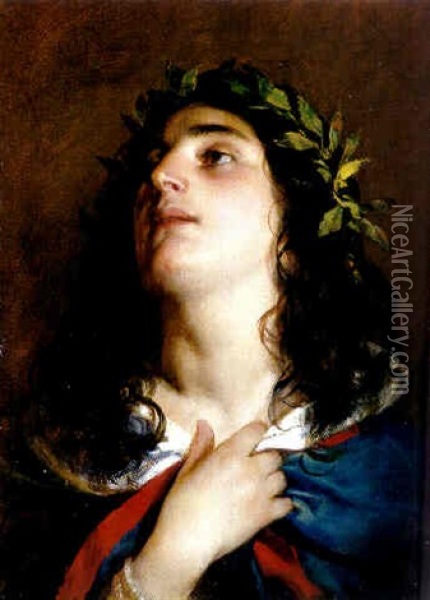 Portrait Einer Schauspielerin In De Rolle Der Ophelia Oil Painting - Friedrich von Amerling