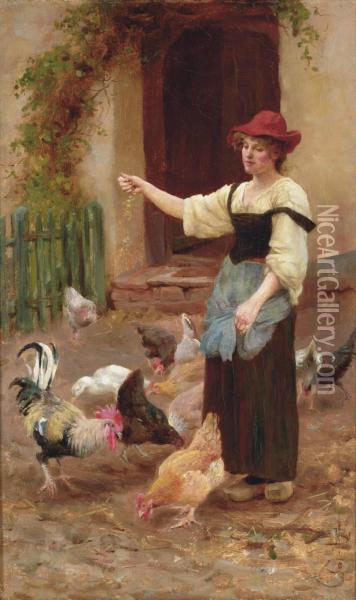 Feeding Time Oil Painting - William Teulon Blandford Fletcher