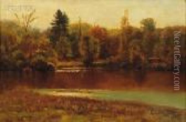 Autumn Lakeshore Oil Painting - John Joseph Enneking