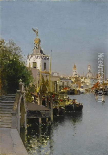 Canal, Venice Oil Painting - Martin Rico y Ortega