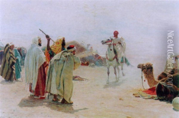 Beduinenlager Mit Kamelen Oil Painting - Otto Pilny