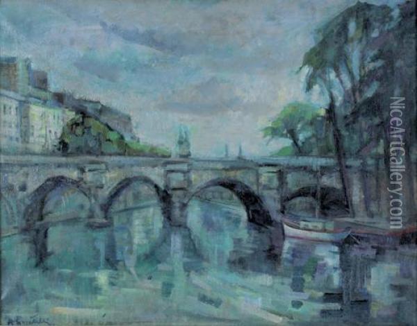 Il Ponte Sul Fiume Oil Painting - Raffaello Locatelli
