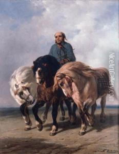 The Horse-trader Oil Painting - Alexandre Dubuisson