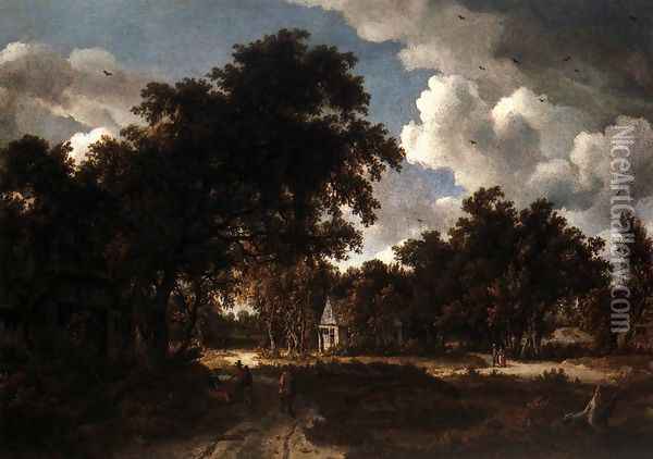 Wooded Landscape 1662 Oil Painting - Meindert Hobbema