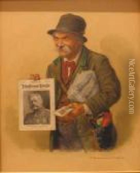 Two Portraits Of German Men Oil Painting - Peter I Kramer