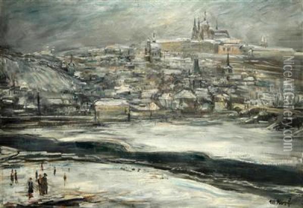 Wintery Prague Oil Painting - Maxim Kopf