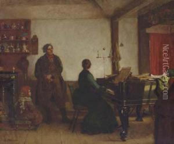 Play Me A Tune Oil Painting - Eastman Johnson