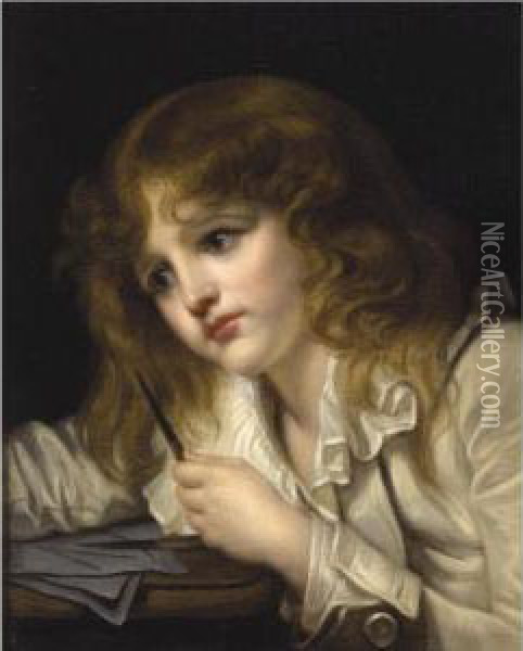 The Young Mathematician Oil Painting - Jeanne-Philiberte Ledoux