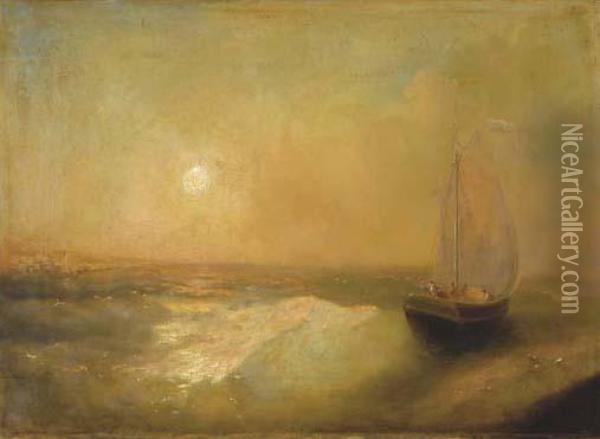 A Sailing Ship On Rough Seas Oil Painting - Ivan Konstantinovich Aivazovsky
