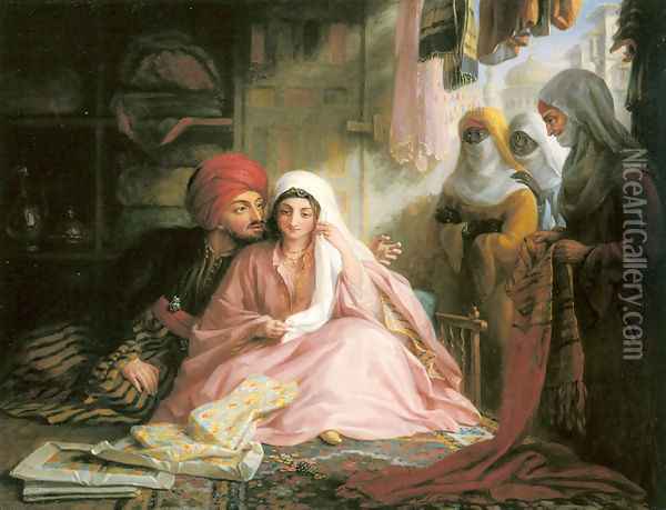 Moroccan Courtship Oil Painting - Edward F. Green