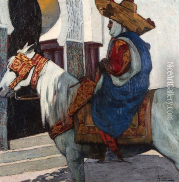 Cavalier Algerien Oil Painting - Paul Albert Laurens