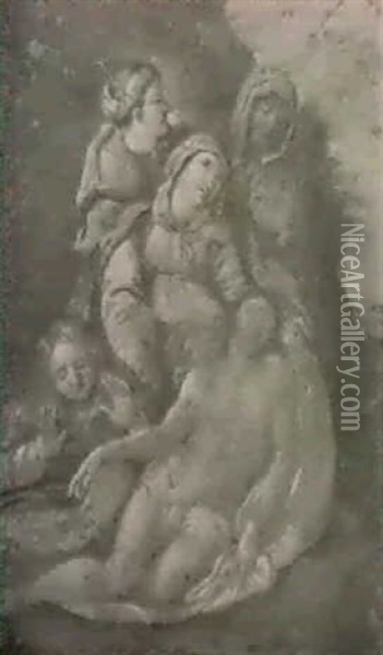 The Pieta                                                   (on Copper) Oil Painting - Annibale Carracci