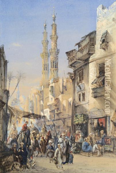 Un Carrefour Au Caire Oil Painting - Louis Amable Crapelet