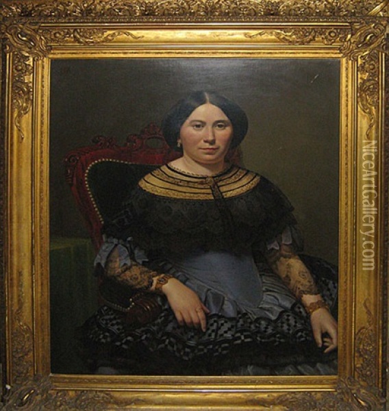 Portret Van Een Dame Oil Painting - Jean-Baptiste Fresez