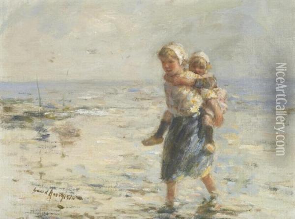 By The Shore Oil Painting - Robert Gemmell Hutchison