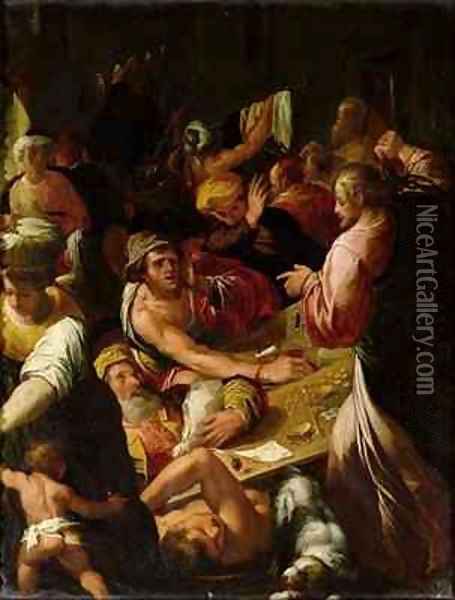 Jesus Chasing the Merchants out of the Temple Oil Painting - Alessandro di Vincenzio Fei