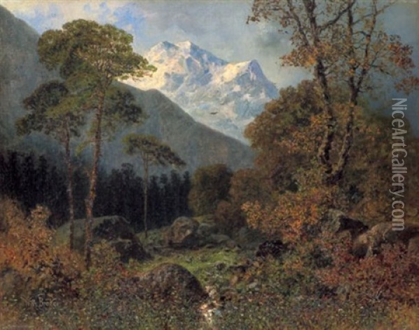 Tal Im Hochgebirge Oil Painting - Wilhelm Broker