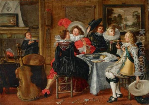 Musizierende Gesellschaft Oil Painting - Dirck Hals