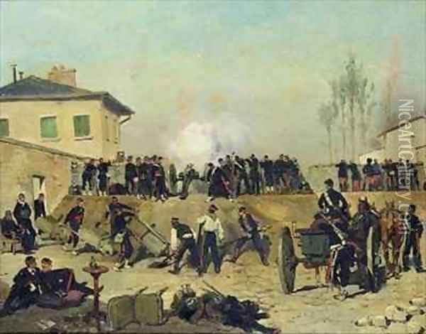 The Battle of Villejuif Siege of Paris Oil Painting - Jean Baptiste Edouard Detaille