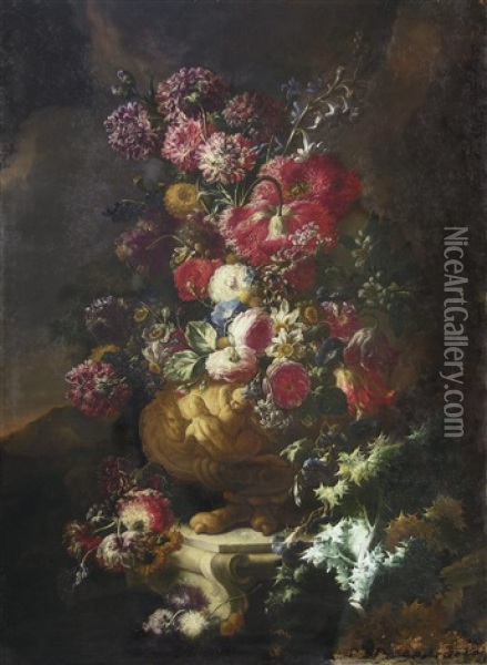 Vase Aux Fleurs Oil Painting - Nicola Casissa