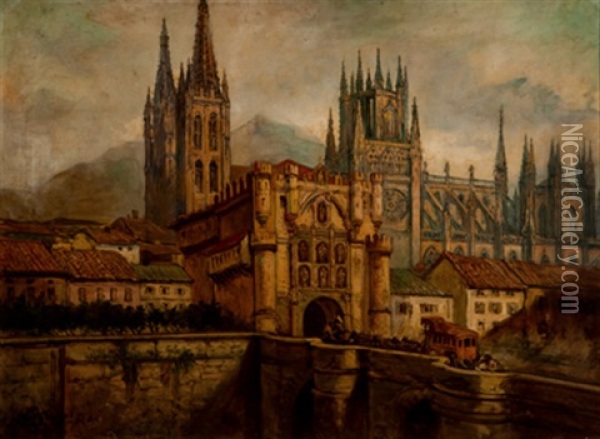 Catedral De Burgos Oil Painting - Emilio Poy Dalmau