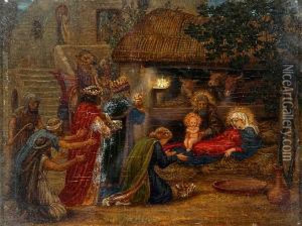 The Nativity Oil Painting - Thomas Matthew Rooke